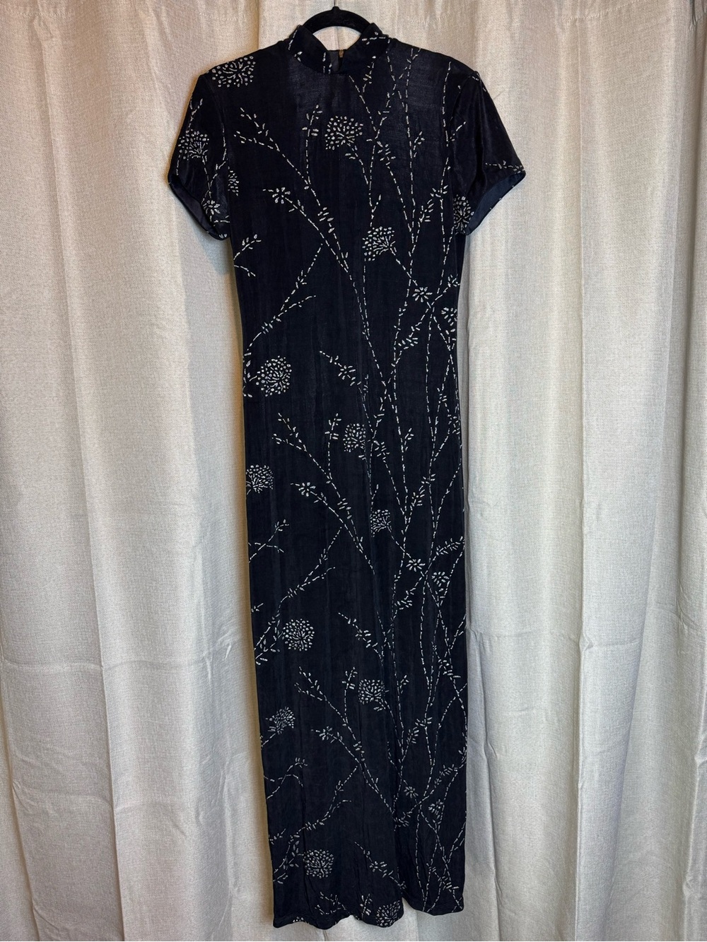 1990s Jessica Howard vintage black maxi dress cheongsam style